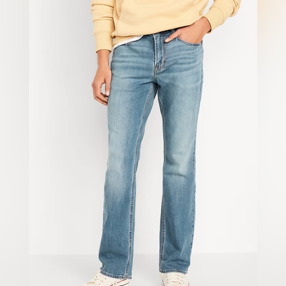 Old Navy, Boot Cut, Loose built in flex, Medium Wash Blue, Tall‎ Fit. 34x36